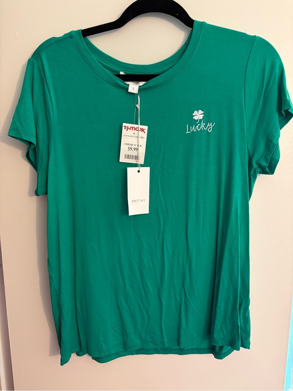 T.J.Maxx Green 'Lucky' Short Sleeve Tee